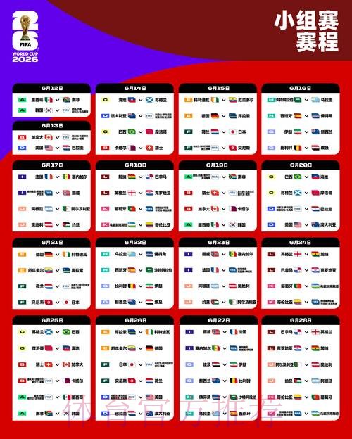 2026美加墨世界杯小组赛赛程免费 2026美加墨世界杯小组赛赛程免费